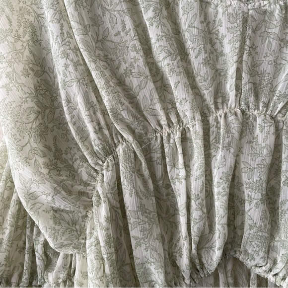 Blu Pepper Green Floral Sheer Crop Top Longsleeve Women's M Fairycore Spring - Picture 6 of 6